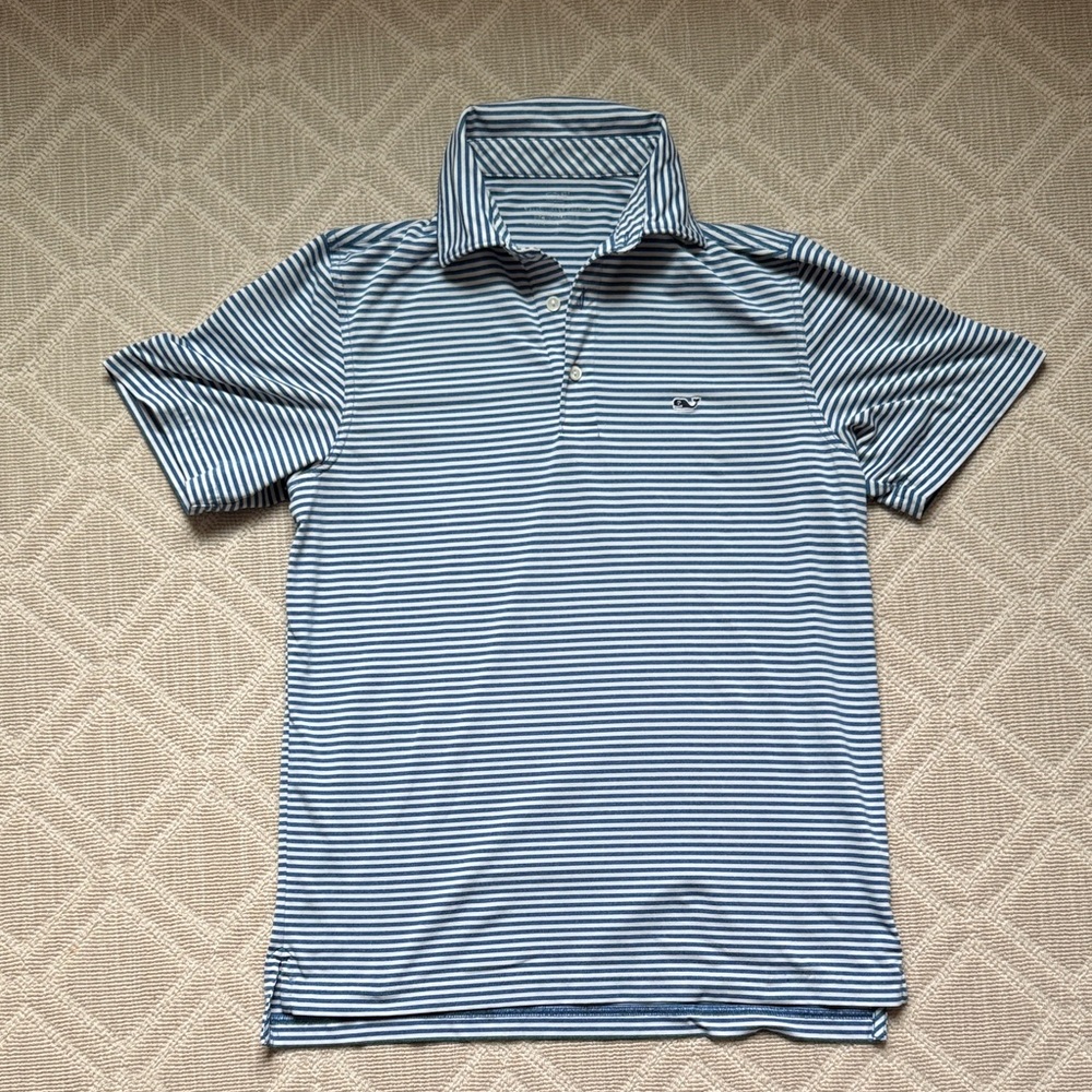 Vineyard Vines Blue and White Striped Polo Shirt